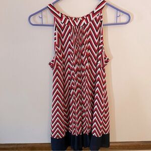 ALFANI RED/WHITE CHEVRON PRINT TANK TOP, NAVY BOTTOM, Sz 6 (1013)